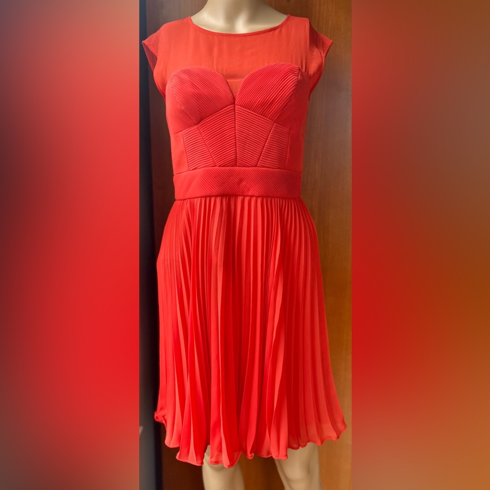 KAREN MILLEN Orange Chiffon Dress Size 4 - Picture 2 of 9